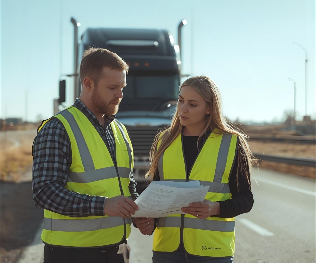 Pessoas realizando a gestão de risco no transporte de produtos perigosos.