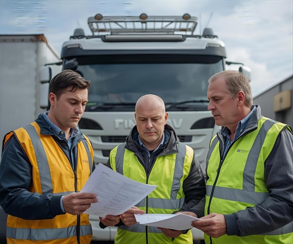 Motorista conferindo documentos no transporte de produtos perigosos