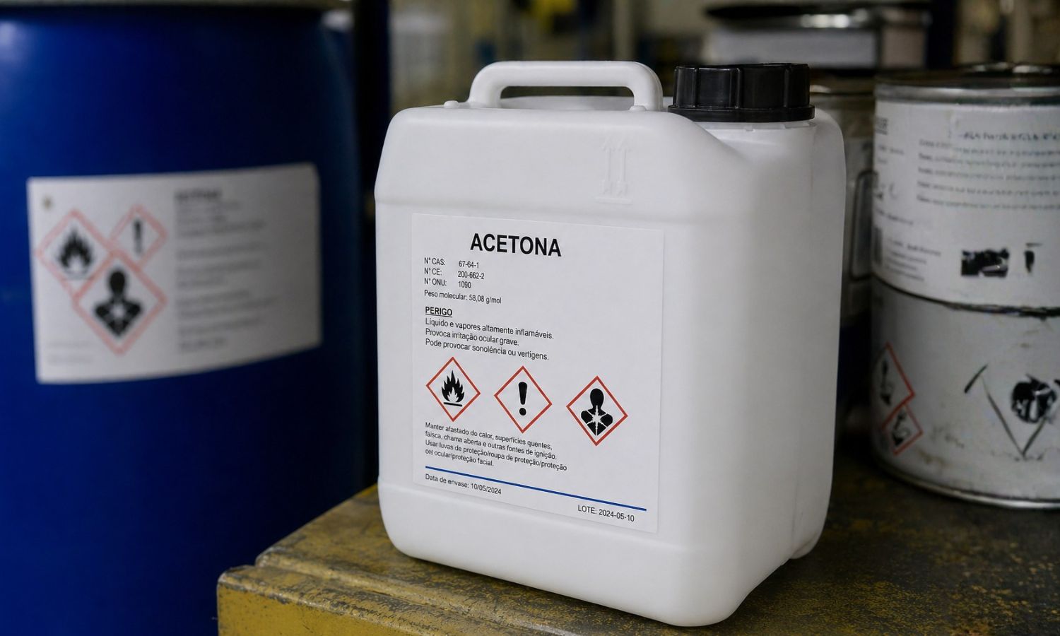 Produto perigoso identificado com rótulo GHS em embalagem interna