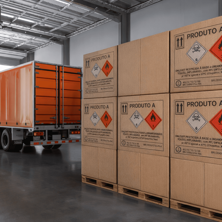 Rótulo de risco para caixa de produtos perigosos
